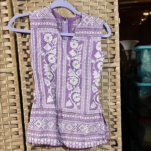 Purple Sleeveless Top with Floral Pattern